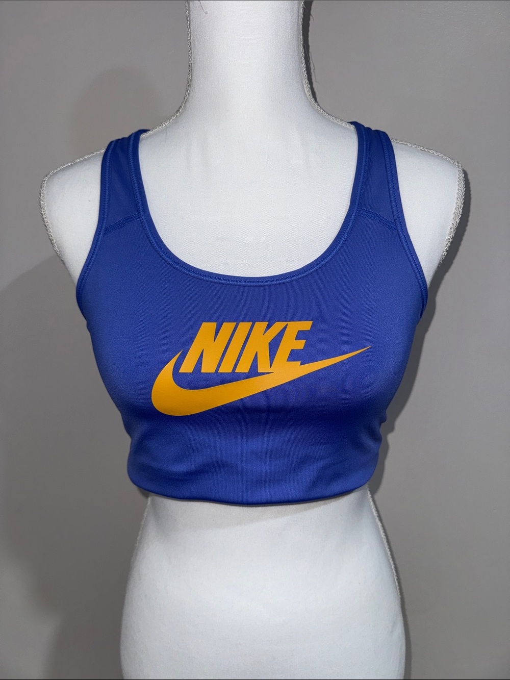 Nike Blue Sports Bra with Gold Logo
